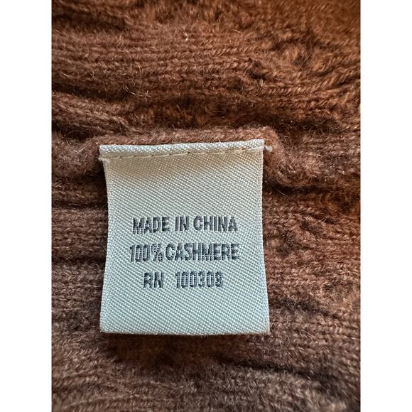 Peter‎ Millar 100% Cashmere Cable Knit Sweater Jumper Sz L Brown V-Neck Luxury - Picture 4 of 10